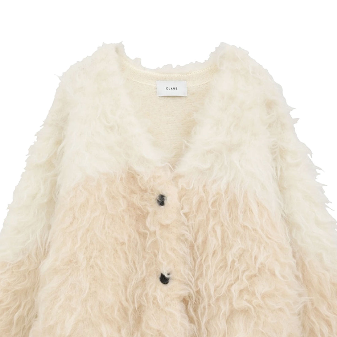 [CLANE]BI COLOR SHAGGY KNIT CARDIGAN/IVORY(19106-2152)