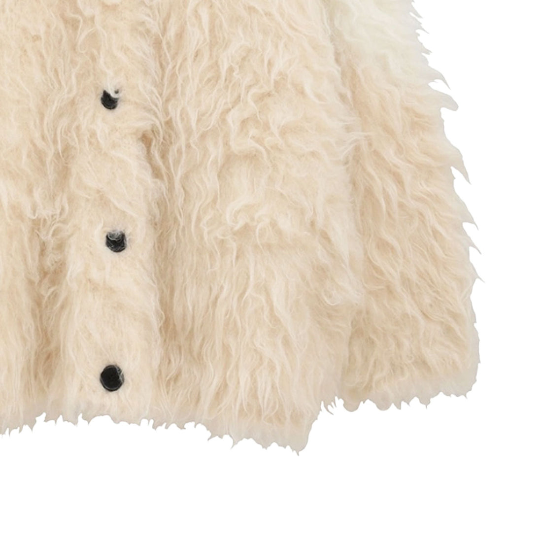 [CLANE]BI COLOR SHAGGY KNIT CARDIGAN/IVORY(19106-2152)