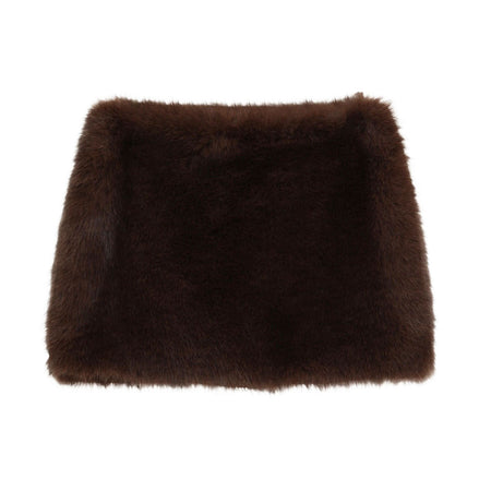 [CLANE]FAKE FUR LOW WAIST MINI SKIRT/BROWN(19109-6242)