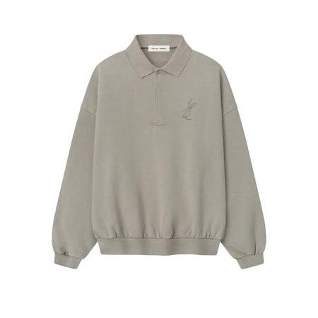[ESSENTIALS]Embroidered Classic Polo Sweatshirt/Smoke Grey(192HO252041F)