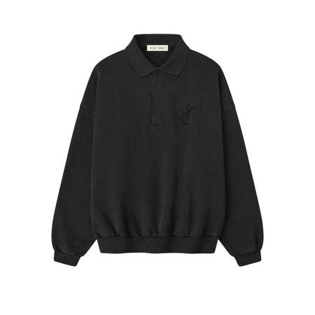 [ESSENTIALS]Embroidered Classic Polo Sweatshirt/Vintage Black(192HO252042F)