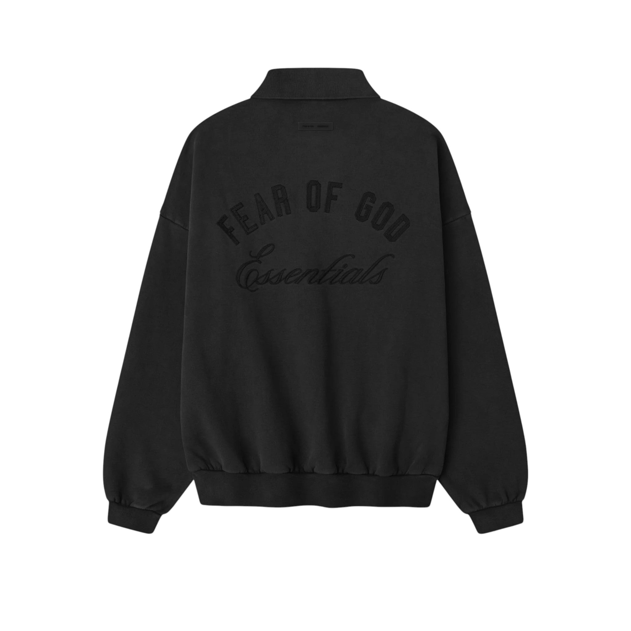 ESSENTIALS]Embroidered Classic Polo Sweatshirt/Vintage Black