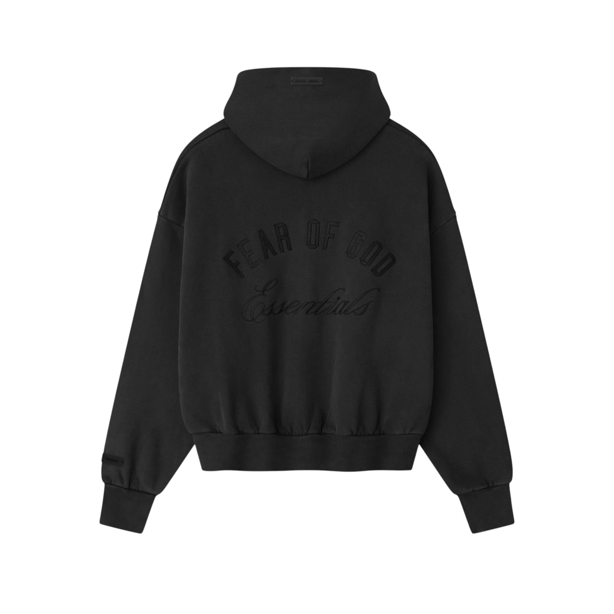 ESSENTIALS]Embroidered Classic Full Zip Hoodie/Vintage Black