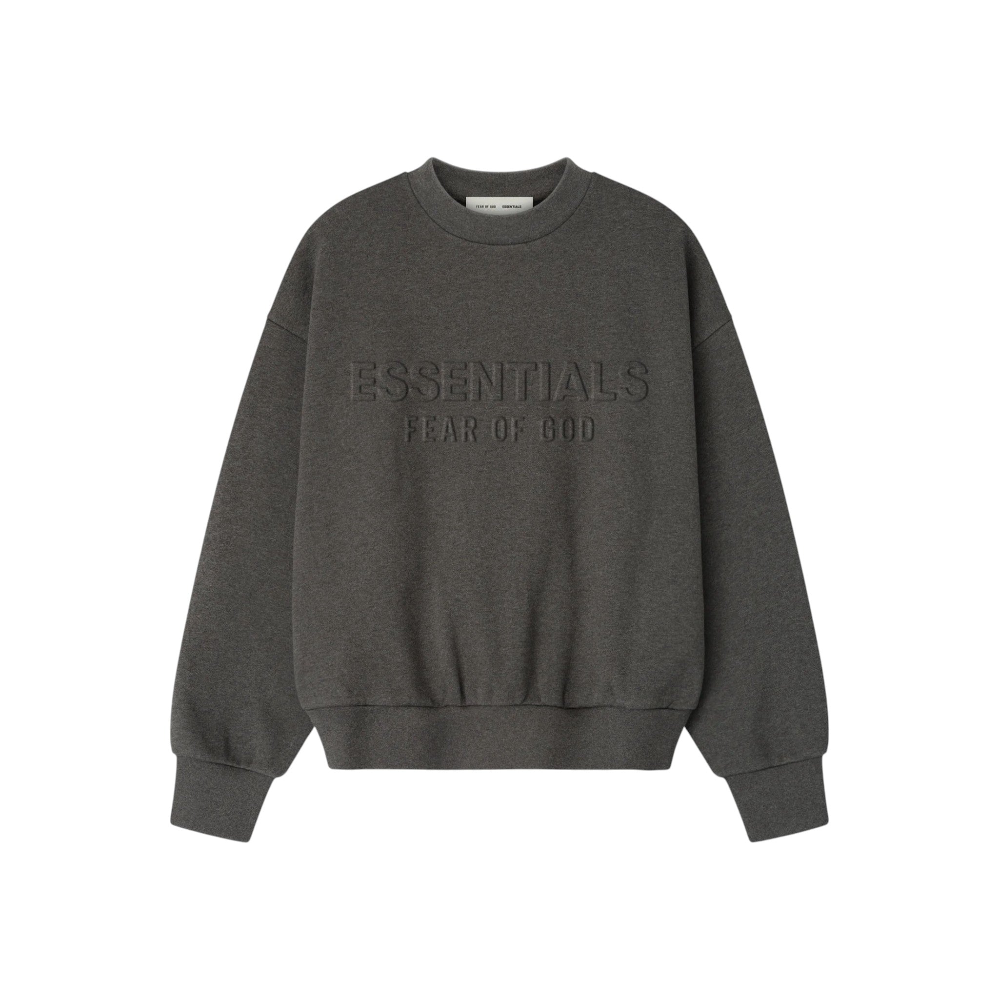 ESSENTIALS]Embossed Classic Crewneck Sweatshirt/Charcoal Heather