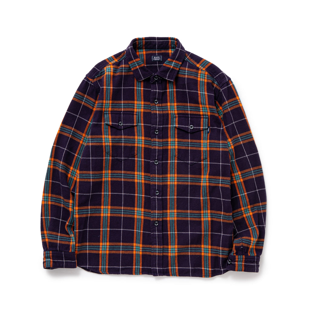 RATS]COTTON FLANNEL NAVY CHECK SHIRT/NAVY CHECK – R&Co