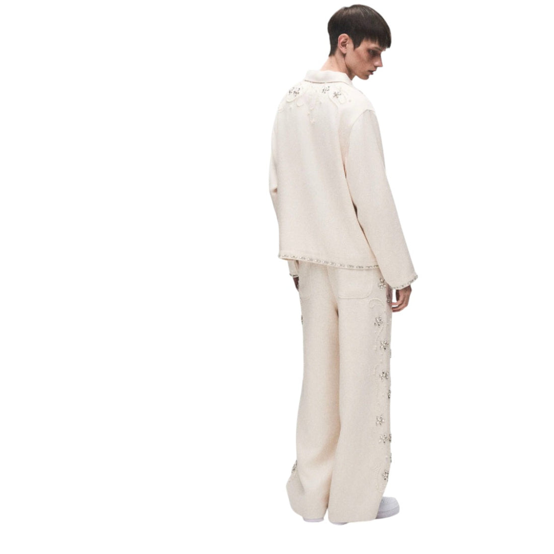 [Birth Of Royal Child]DIAMOND EMBELLISHED FLORAL KNIT TOP/WHITE(BC25SSLT01)