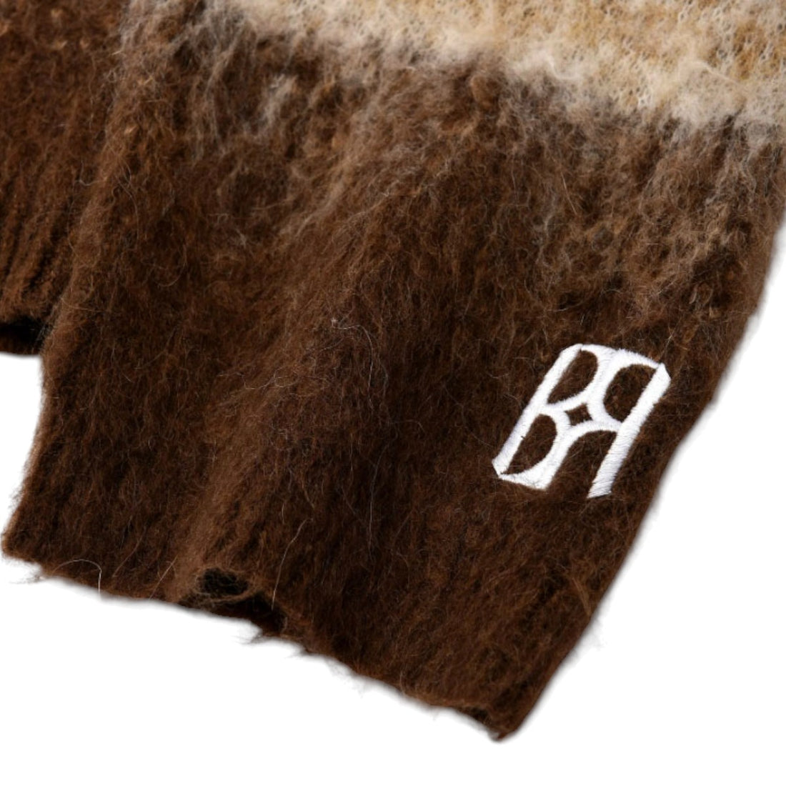 [Birth Of Royal Child]Rhinestone Embellished Color Block Mohair Sweater/BROWN(BC24FWSW01)