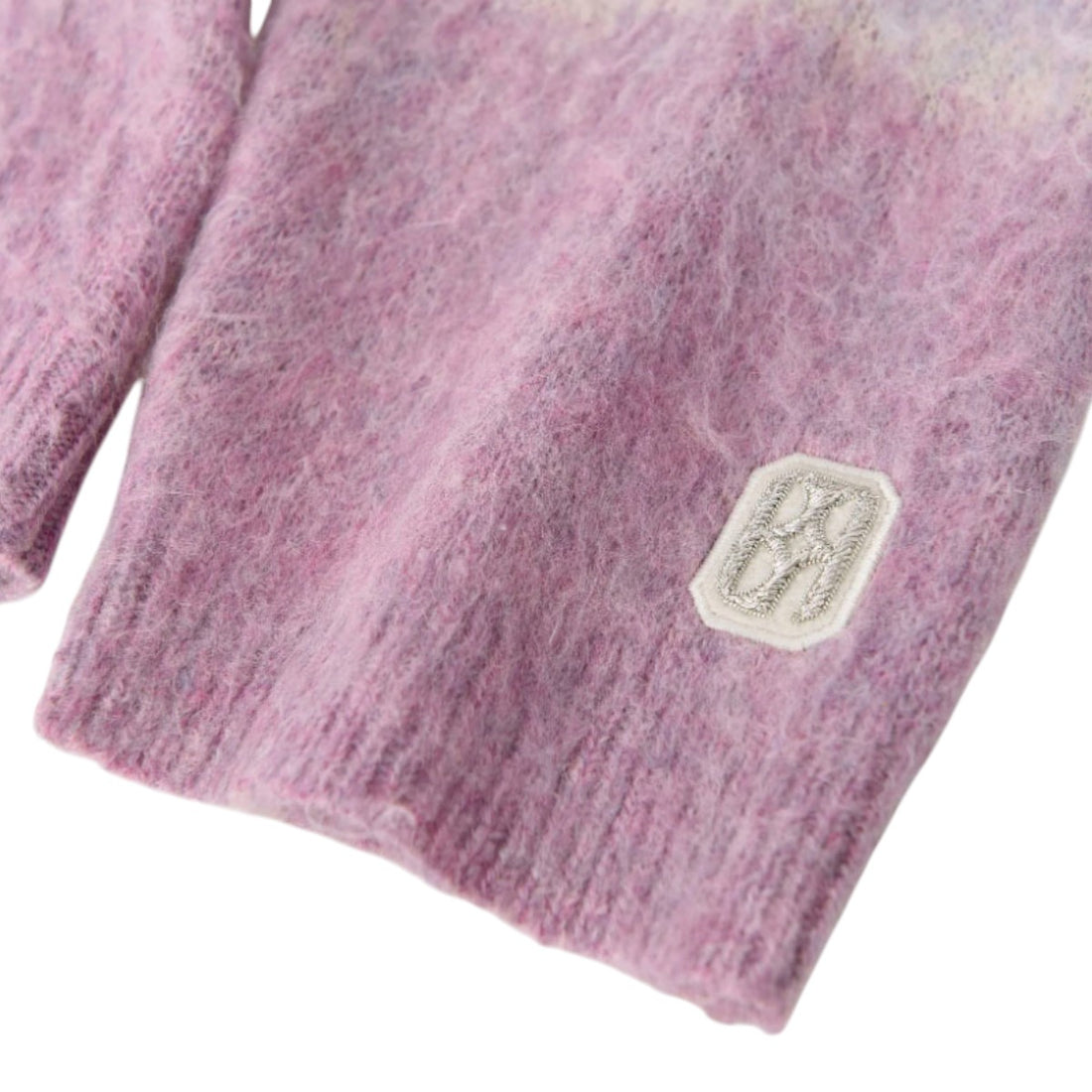 [Birth Of Royal Child]Rhinestone Embellished Color Block Mohair Sweater/PINK(BC24FWSW01)