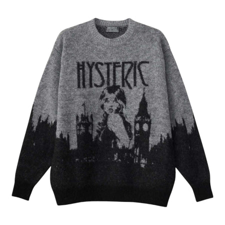 [HYSTERIC GLAMOUR]LONDON CALLINGジャカード セーター/BLACK(02253NS12)