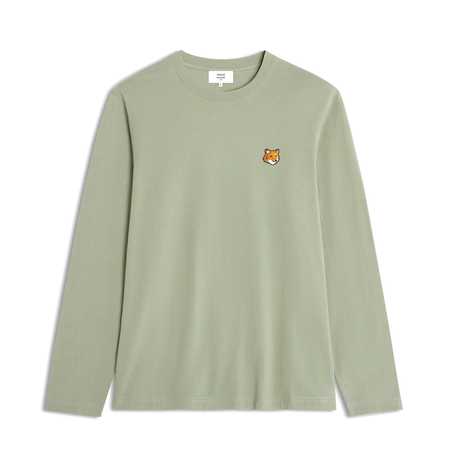 [MAISON KITSUNE]FOX HEAD REGULAR LONG SLEEVE TEE-SHIRT/Laurel green(PM00118KJ7026)