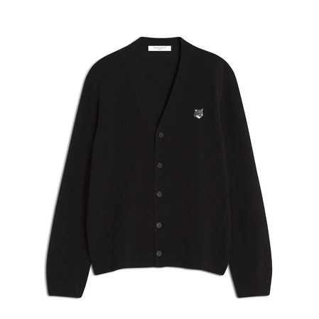 [MAISON KITSUNE]FOX HEAD LAMB WOOL CARDIGAN/Black(PM00502KT1006)