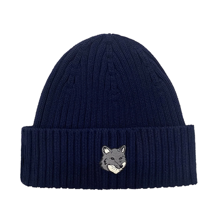 [MAISON KITSUNE]FOX HEAD LARGE BEANIE/Classic navy(PM06112KT1022)