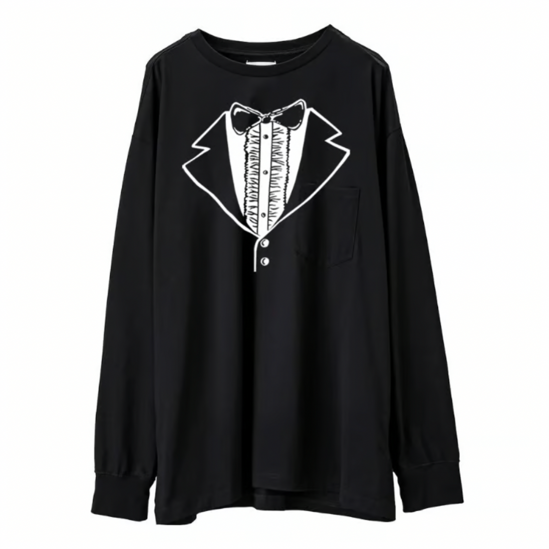 【TAKAHIRO MIYASHITA TheSoloIst】trompe l'oeil tuxedo over sized l/s tee./BLACK(sc.0012AW25)