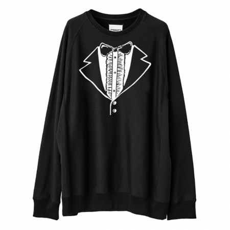 【TAKAHIRO MIYASHITA TheSoloIst】trompe l'oeil tuxedo oversized crewneck.../BLACK(sc.0014AW25)