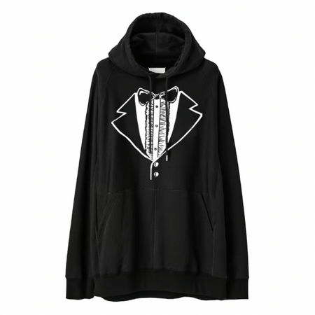 【TAKAHIRO MIYASHITA TheSoloIst】trompe l'oeil tuxedo oversized hoodie./BLACK(sc.0016AW25)