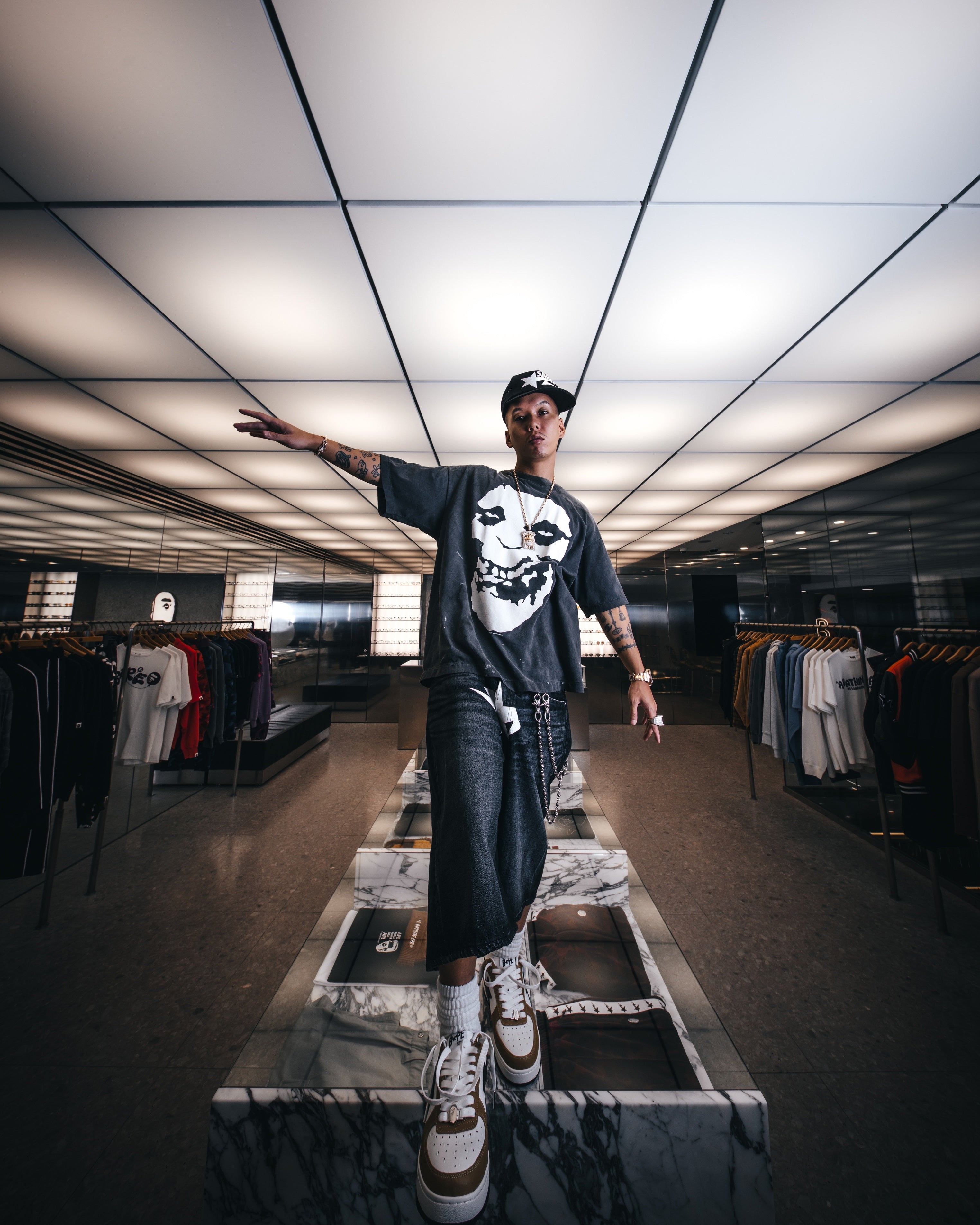 SAINT Mxxxxxx]BAPE_SS T-SHIRT/ALWAYS LOVE/BLACK(SM-MK8-0000-C49