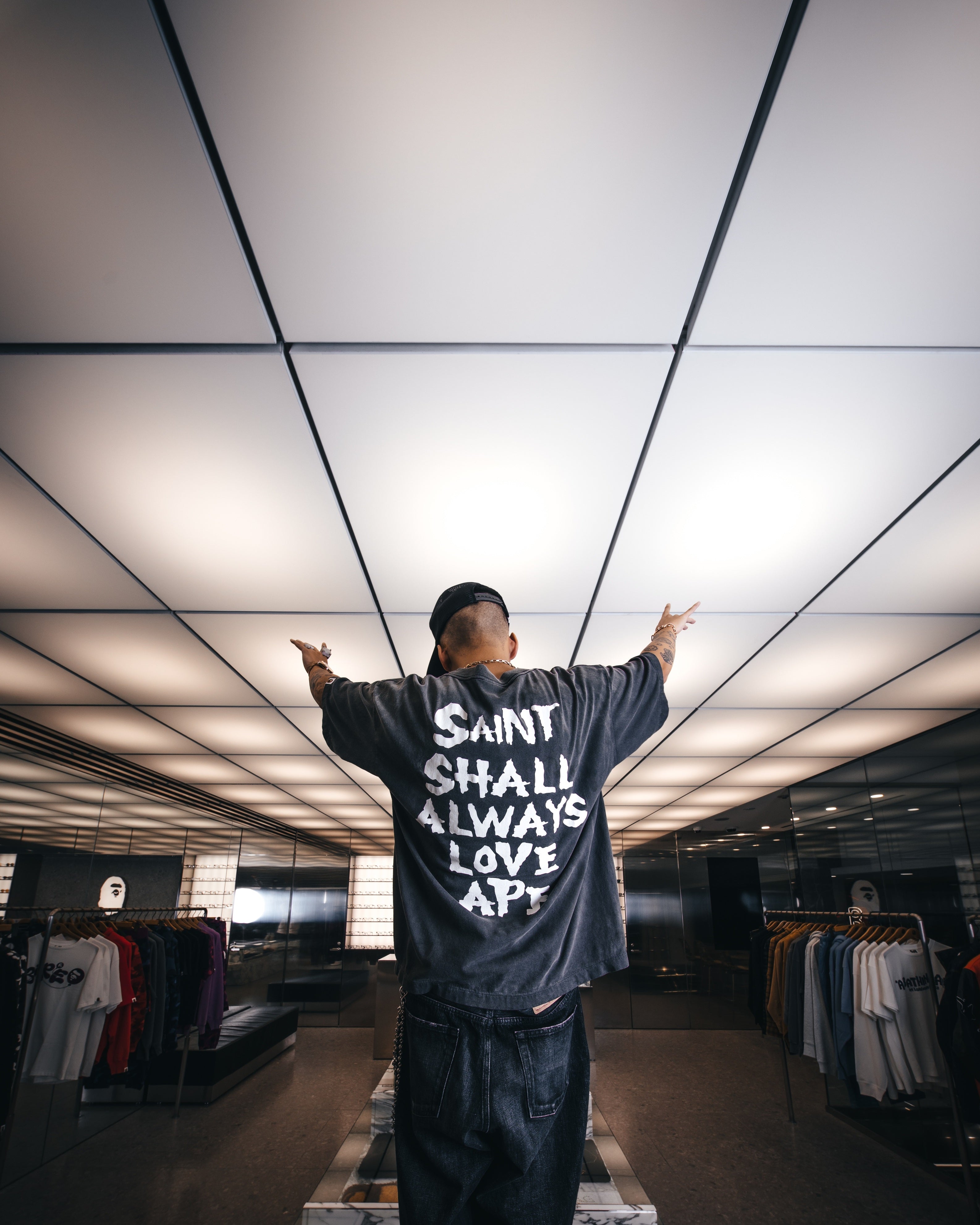 SAINT Mxxxxxx]BAPE_SS T-SHIRT/ALWAYS LOVE/BLACK(SM-MK8-0000-C49