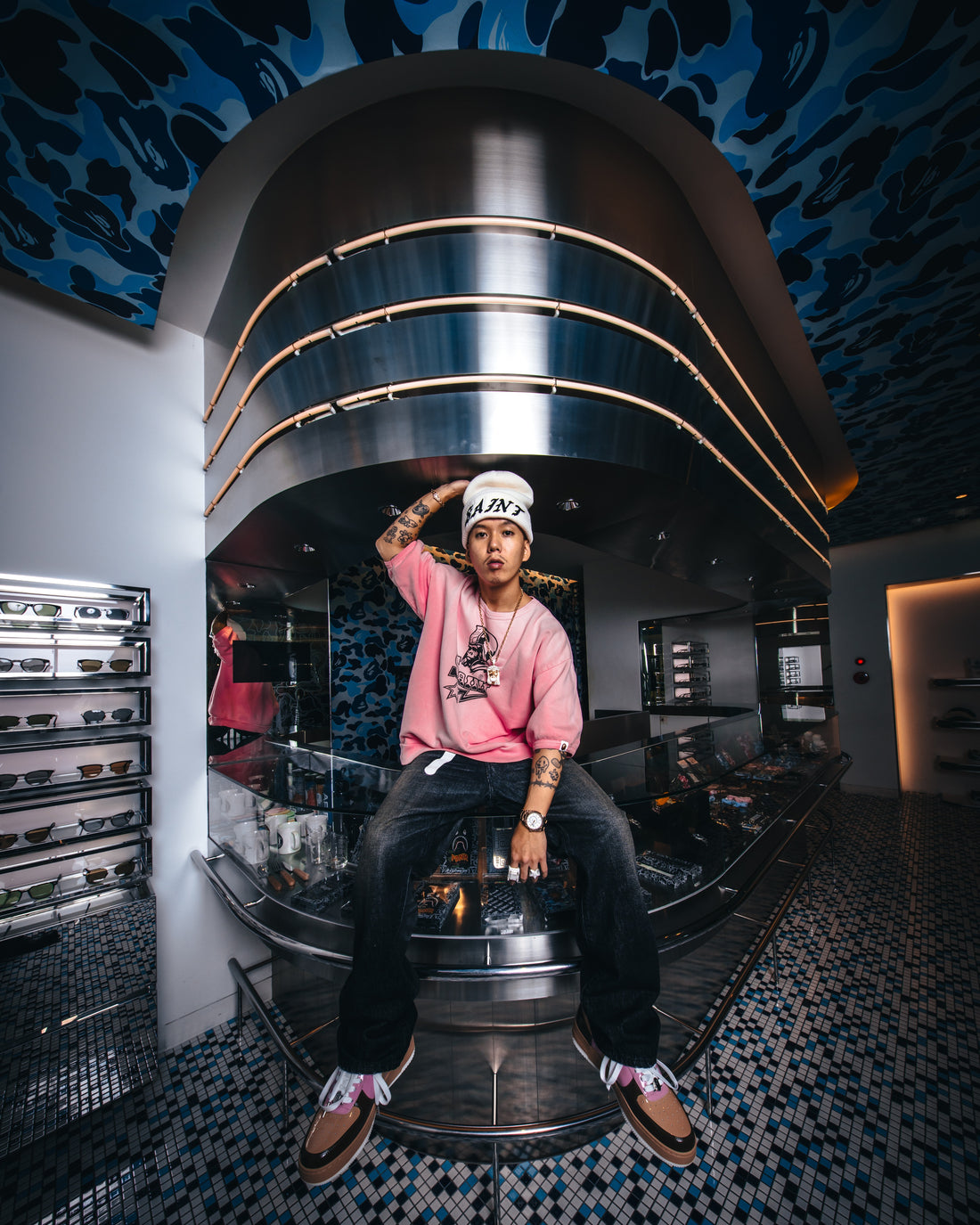 [SAINT Mxxxxxx]BAPE_SS CRW N SWT/SNT STAR/PINK(SM-MK8-0000-C51)