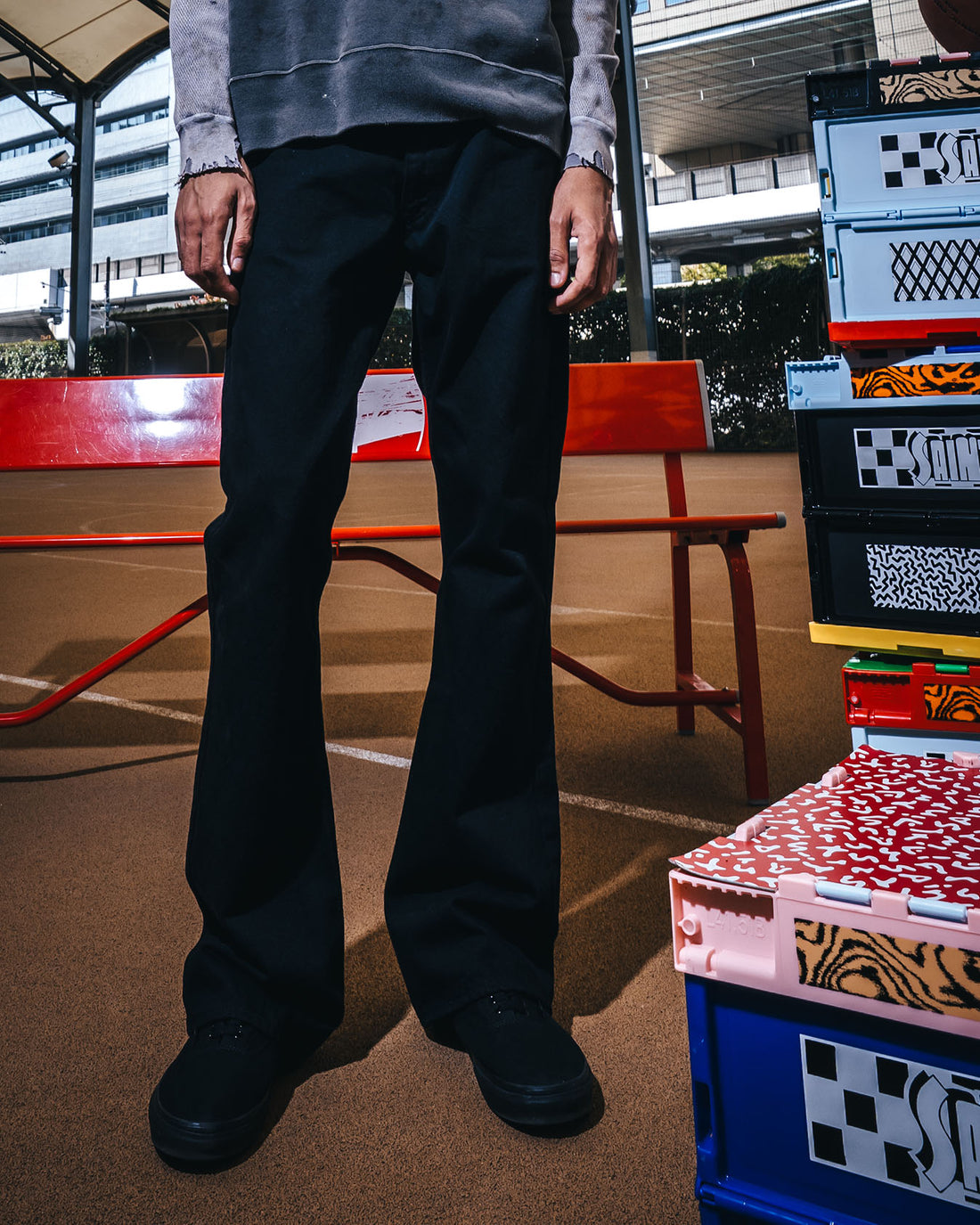 [SAINT Mxxxxxx]BLACK DENIM PANTS/FLARE/BLACK(SM-MK8-0000-078)