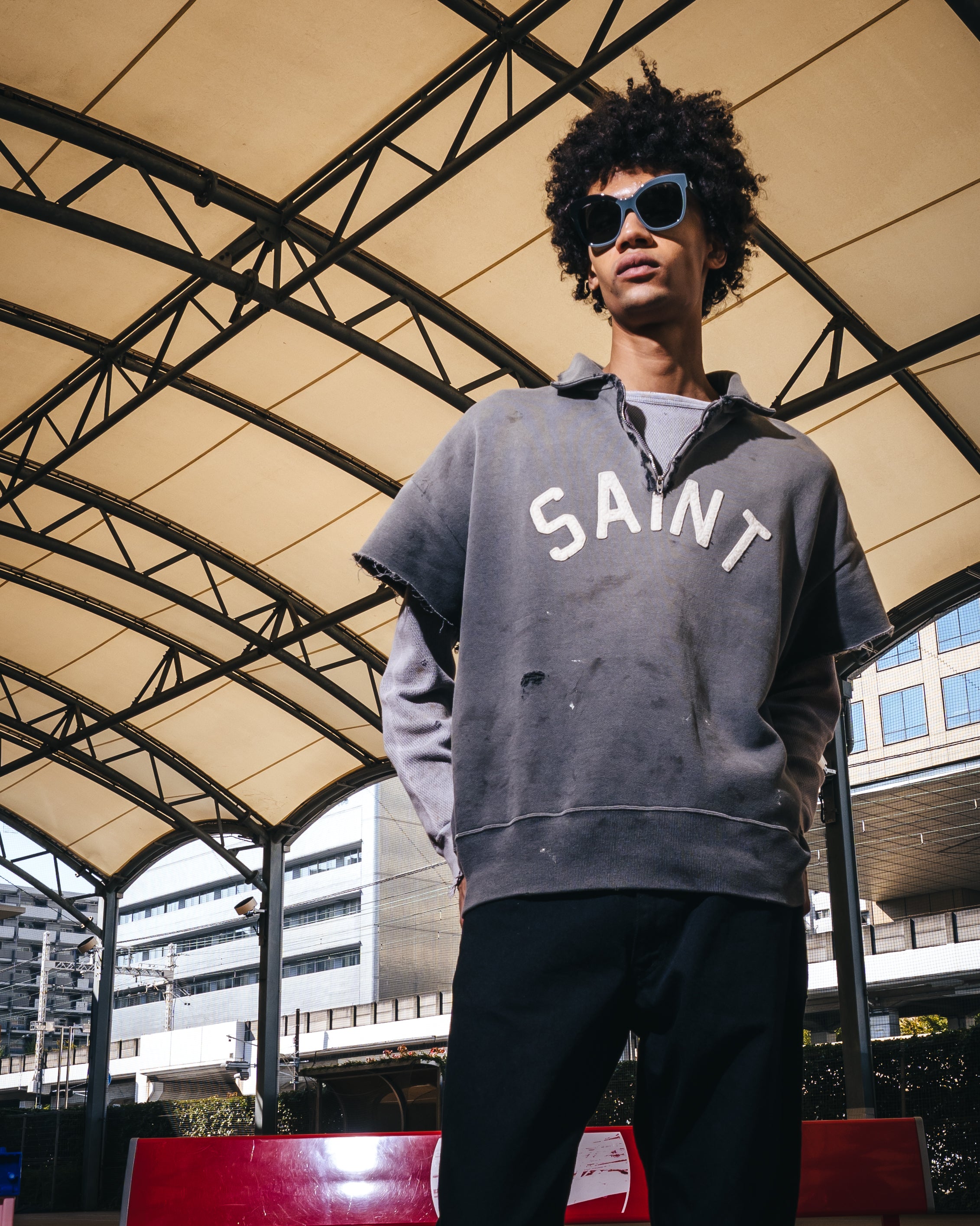 SAINT Mxxxxxx]SS HALF ZIP SWEAT/SAINT/CHARCOAL(SM-MK8-0000-052
