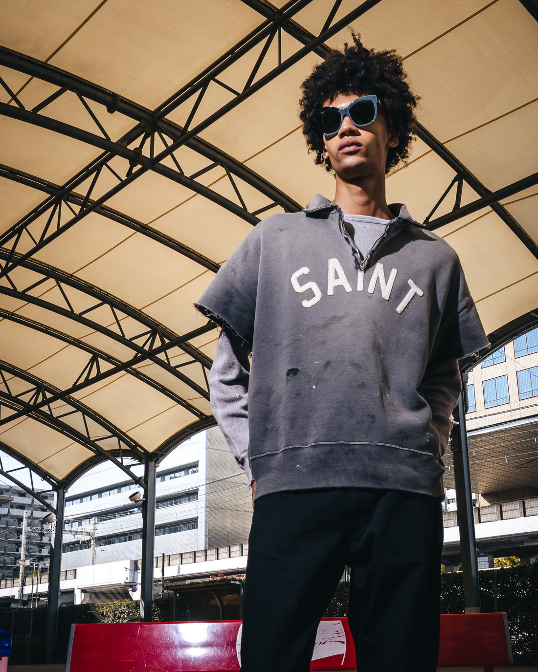 [SAINT Mxxxxxx]SS HALF ZIP SWEAT/SAINT/CHARCOAL(SM-MK8-0000-052)