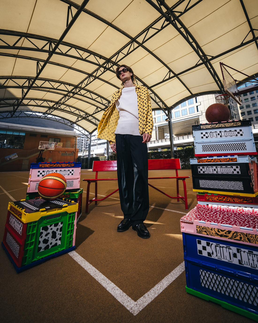 [SAINT Mxxxxxx]RAYON SHIRT/DOT/YELLOW(SM-MK8-0000-047)