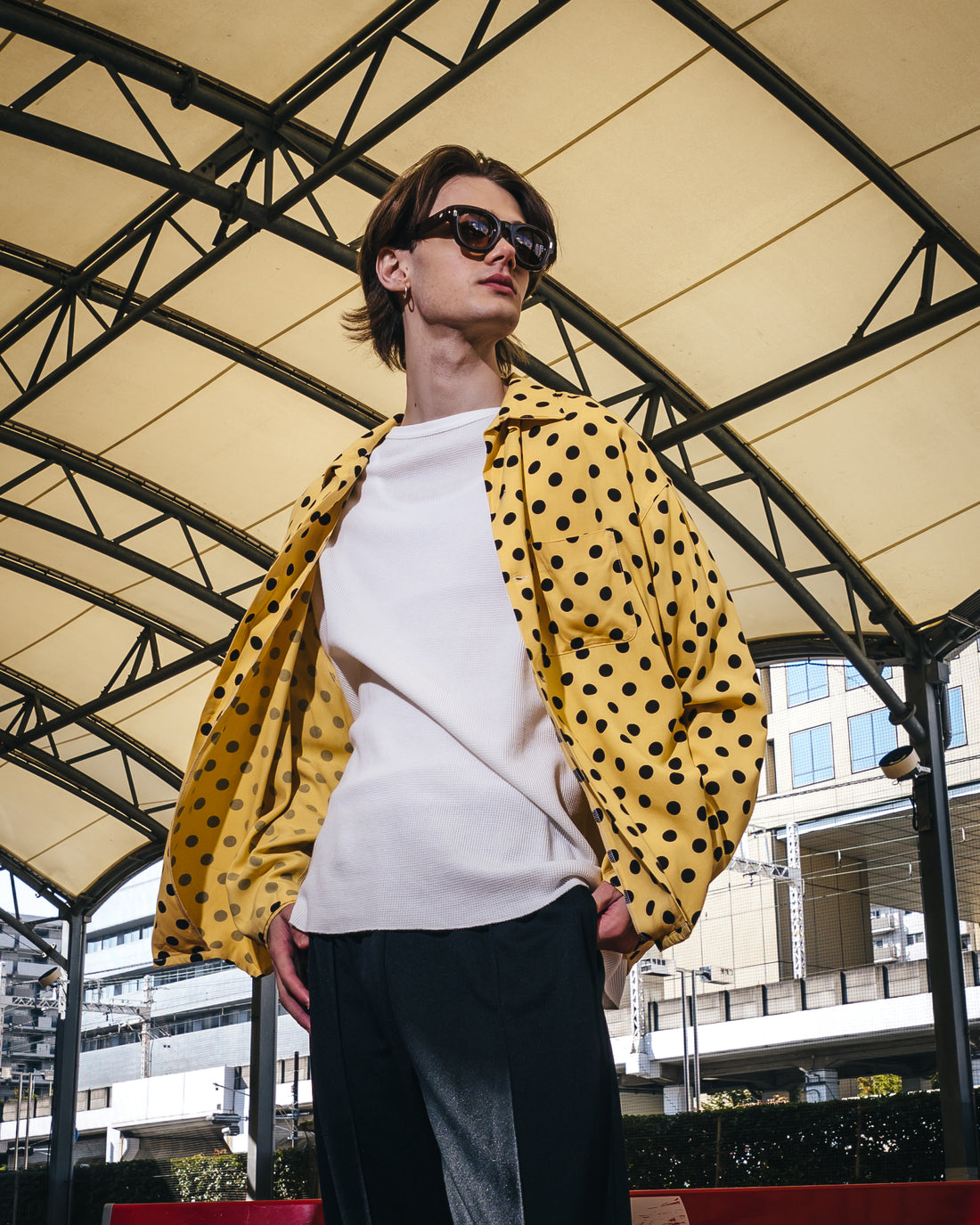 [SAINT Mxxxxxx]RAYON SHIRT/DOT/YELLOW(SM-MK8-0000-047)