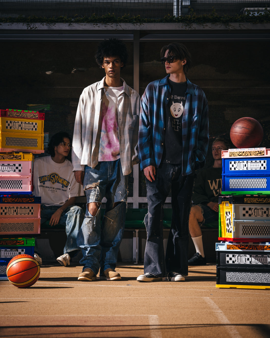 [SAINT Mxxxxxx]RAYON SHIRT/CHECK/SKY BLUE(SM-MK8-0000-046)