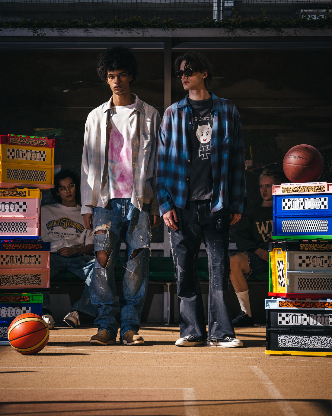 [SAINT Mxxxxxx]RAYON SHIRT/CHECK/BLUE(SM-MK8-0000-044)