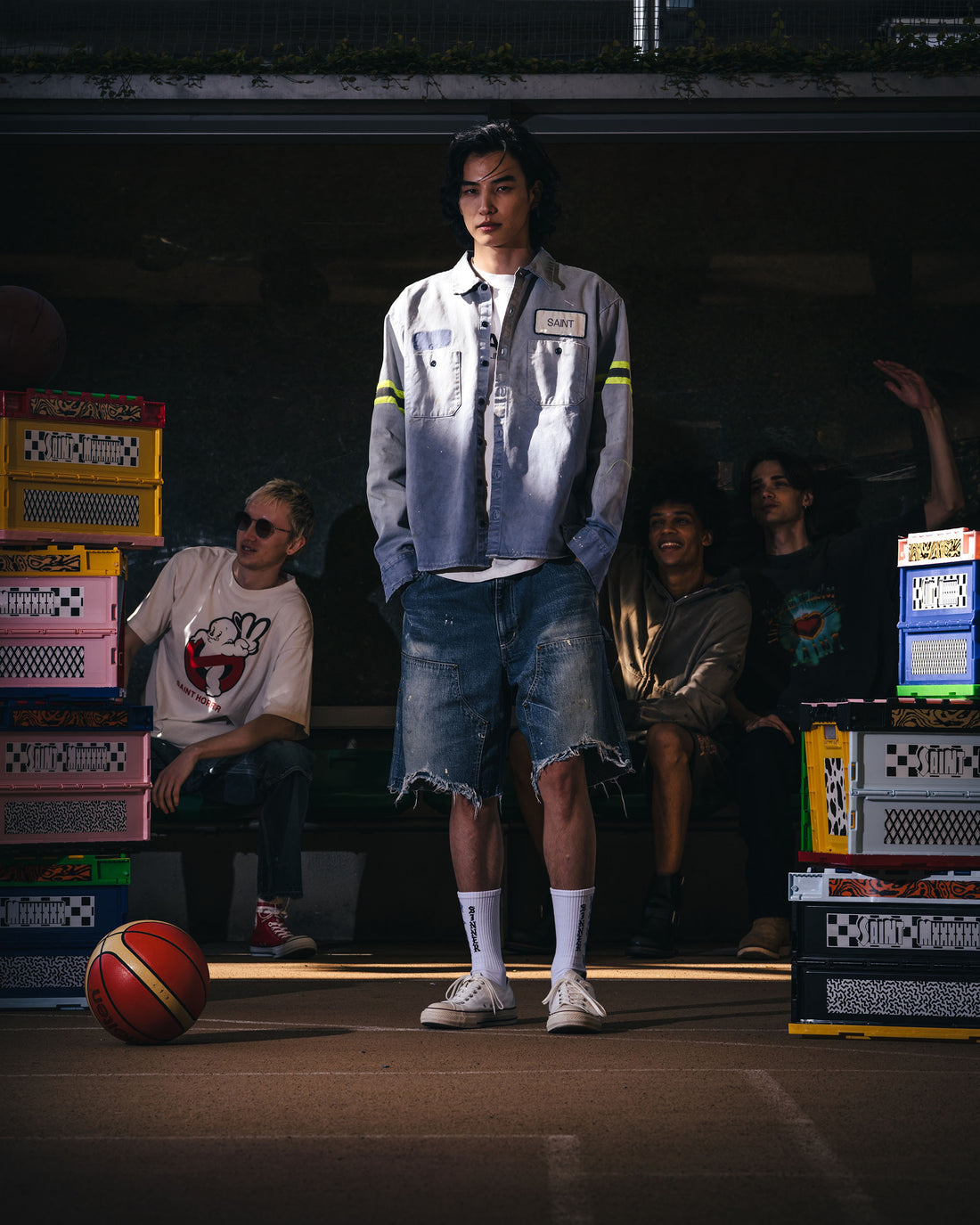 [SAINT Mxxxxxx]COTTON SHIRT/LINE/NAVY(SM-MK8-0000-050)