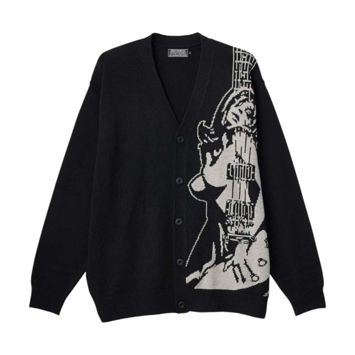 m*7様 ヒステリックグラマー ギターガール ジャカード カーディガンジャケット HYSTERIC GLAMOUR]GUITAR GIRL編込 カーディガン/BLACK(02261ND01) – R&Co.