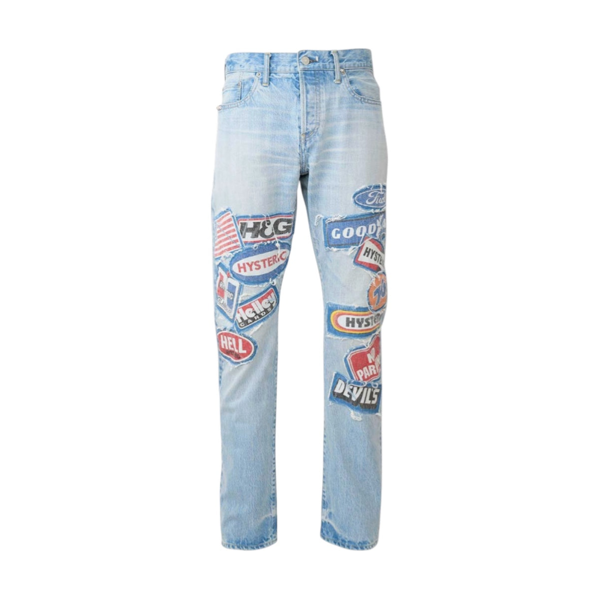 HYSTERIC GLAMOUR]DPC加工 スリムストレートデニムパンツ/LIGHT INDIGO