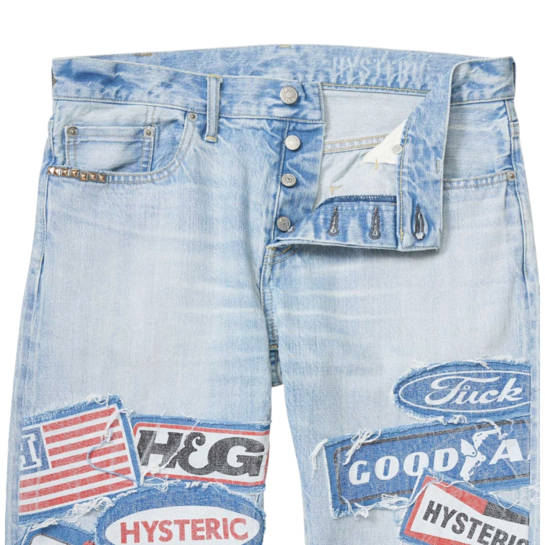 [HYSTERIC GLAMOUR]DPC加工 スリムストレートデニムパンツ/LIGHT INDIGO/(02253AP10)