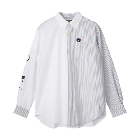 [HYSTERIC GLAMOUR]BAD ASS WHISKY ボタンダウンシャツ/OFF WHITE/BLUE STRIPE(02261AH05)