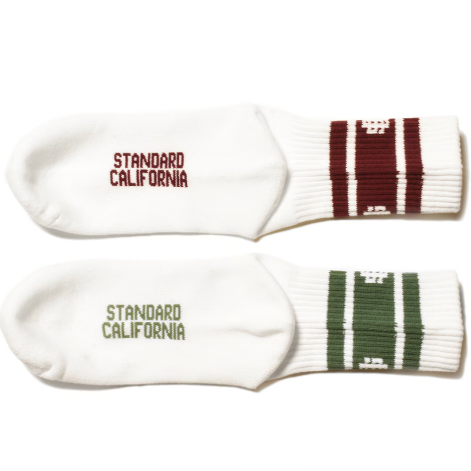 [STANDARD CALIFORNIA]SD Sports Socks-2P/Olive/Burgundy(OTAOV025)