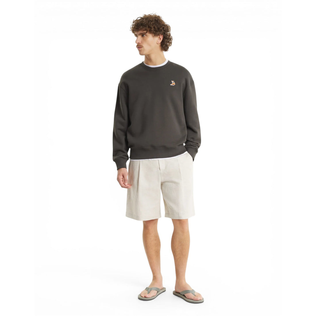 [MAISON KITSUNE]DREAMING FOX COMFORT SWEATSHIRT/Beluga(QM00301KM0341)
