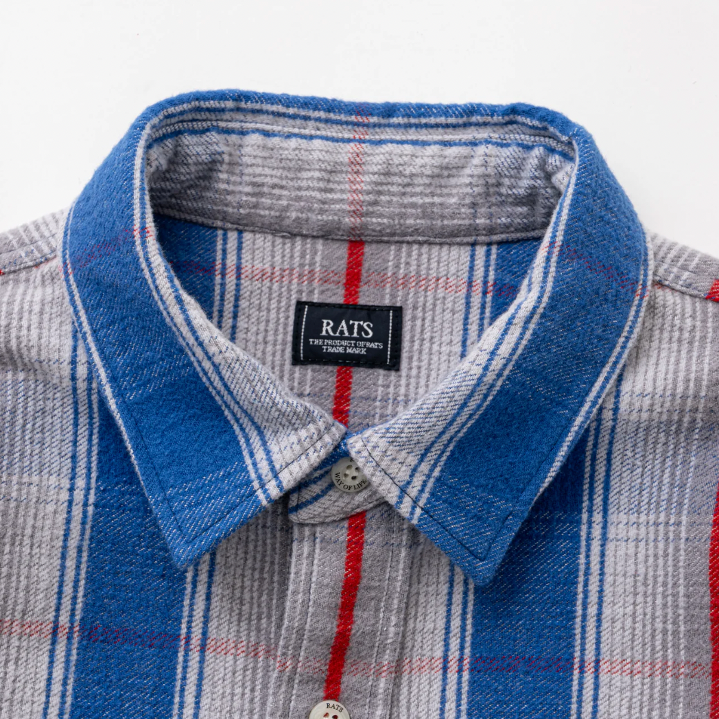 [RATS]COTTON FLANNEL CHECK SHIRT/GRAY/BLUE