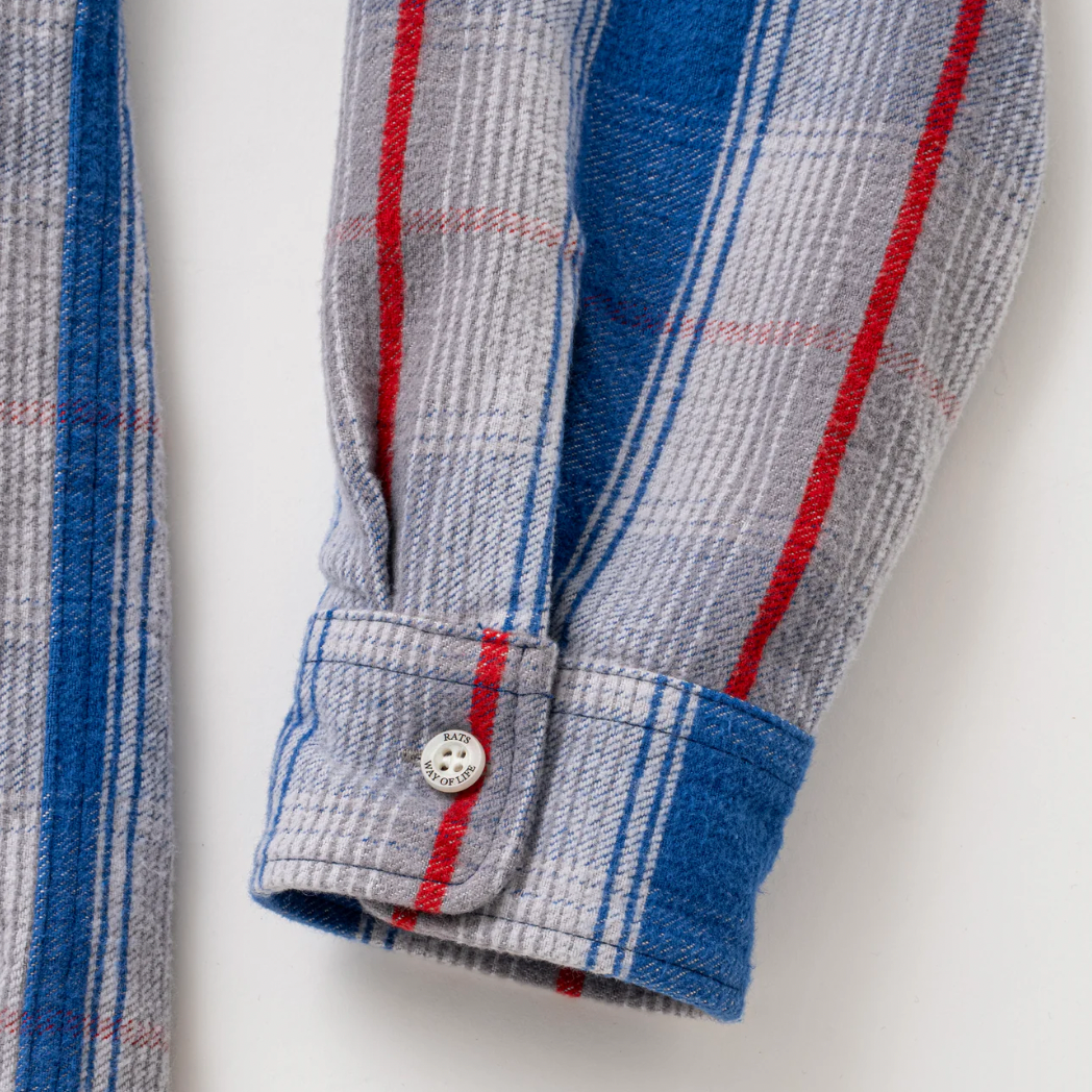 [RATS]COTTON FLANNEL CHECK SHIRT/GRAY/BLUE