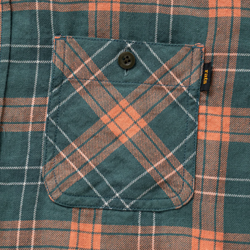 [RATS]COTTON LINEN CHECK SHIRT/GREEN