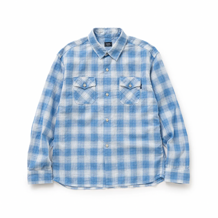 RATS]COTTON LINEN CHECK SHIRT/NAVY – R&Co.
