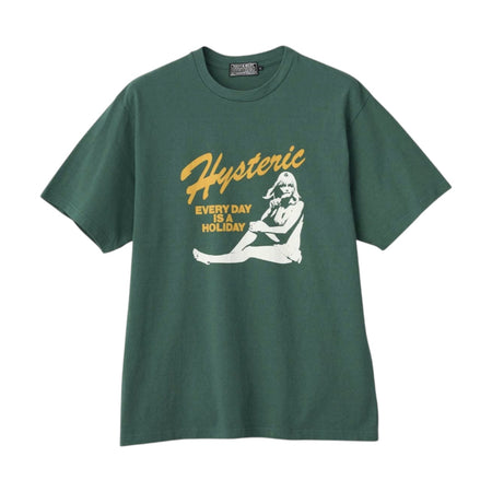 [HYSTERIC GLAMOUR]EVERY DAY HOLIDAY Tシャツ/GREEN(02261CT10)