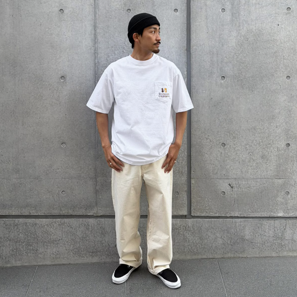 [STANDARD CALIFORNIA]SD Heavyweight Shield Logo Pocket T/White(TSOAF100)