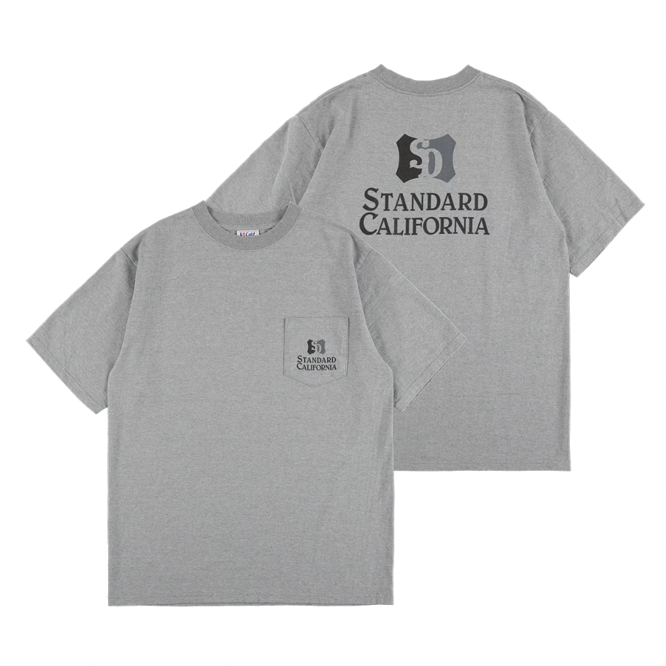STANDARD CALIFORNIA]SD Heavyweight Shield Logo Pocket T/Gray