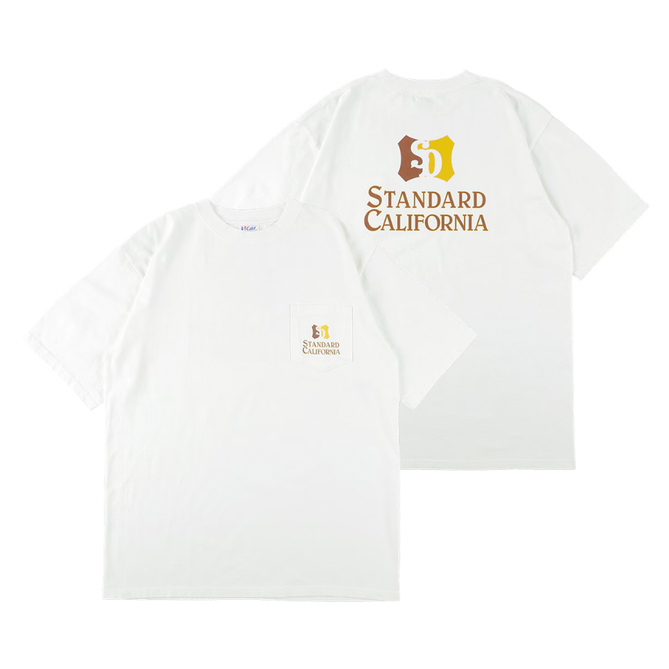 [STANDARD CALIFORNIA]SD Heavyweight Shield Logo Pocket T/White(TSOAF100)