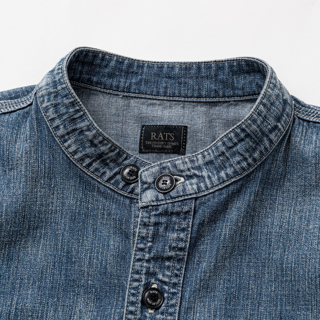 [RATS]STAND COLLAR DENIM SHIRT/INDIGO