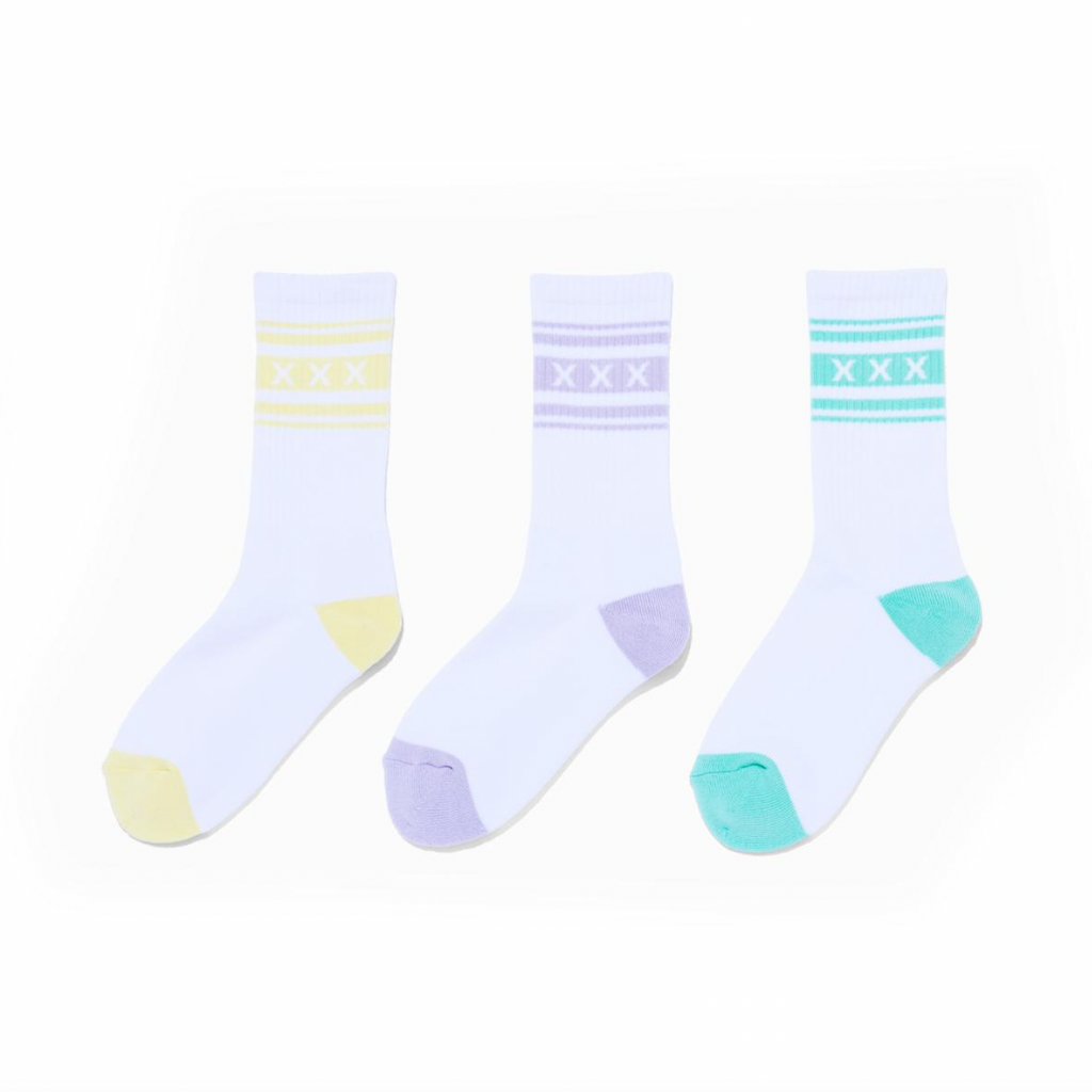GOD SELECTION XXX]SOCKS (3PIECE 1PACK)/YELLOW/PURPLE/GREEN(GX-S26