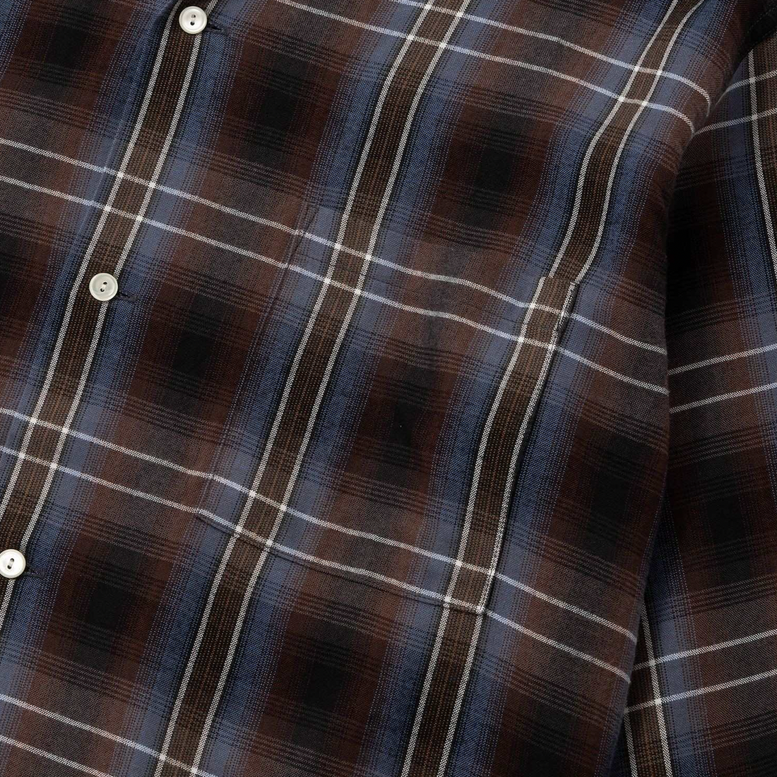 [Saturdays NYC]Marco Vintage Check LS Open Collar Shirt/BLUE/BROWN(BBG16220)