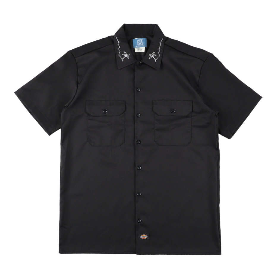 [STANDARD CALIFORNIA]CALIFOLKS Dickies Shirt Short Sleeve Embroidery Palm Tree/Black(SHOSC200)