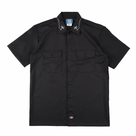 [STANDARD CALIFORNIA]CALIFOLKS Dickies Shirt Short Sleeve Embroidery Palm Tree/Black(SHOSC200)