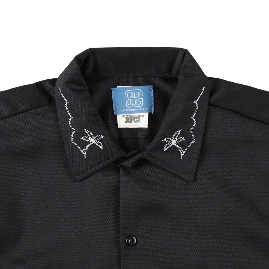 [STANDARD CALIFORNIA]CALIFOLKS Dickies Shirt Short Sleeve Embroidery Palm Tree/Black(SHOSC200)